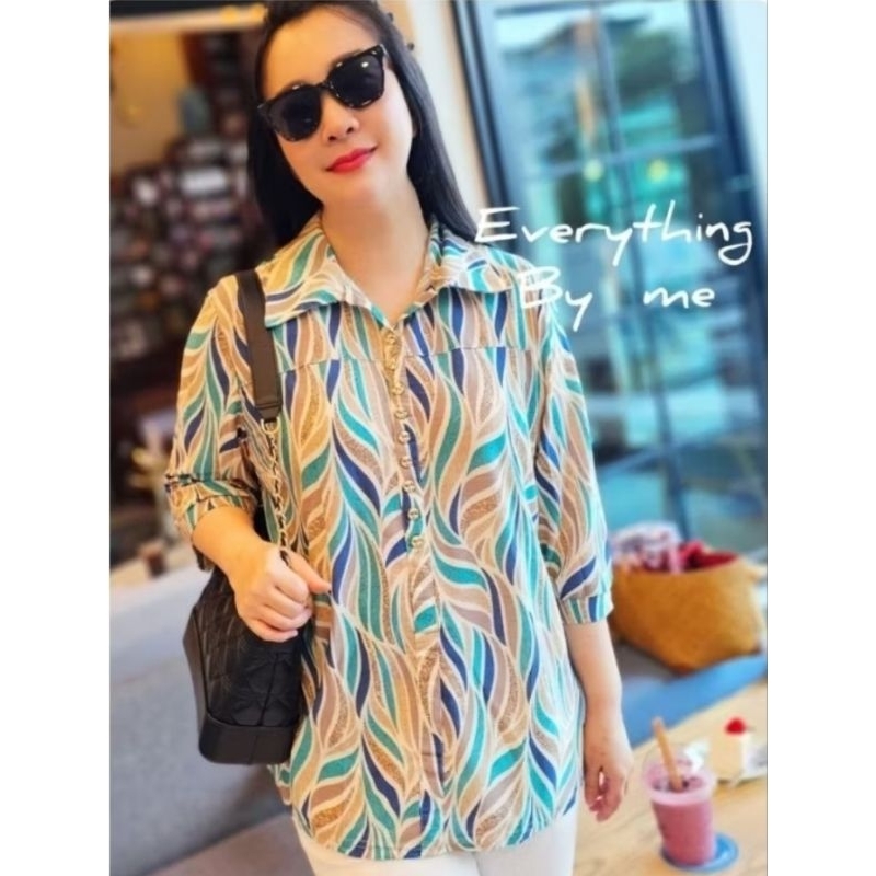 เสื้อเชิ้ตลายดอกผ้าเกาหลีเเขนสามส่วน นิ่มยืดได้ทรงใหญ่ลายสวยมากสีสดๆ #เสื้อเชิ้ต #ลายดอก #สงกรานต์ #ลายกราฟฟริค#พร้อมส่ง