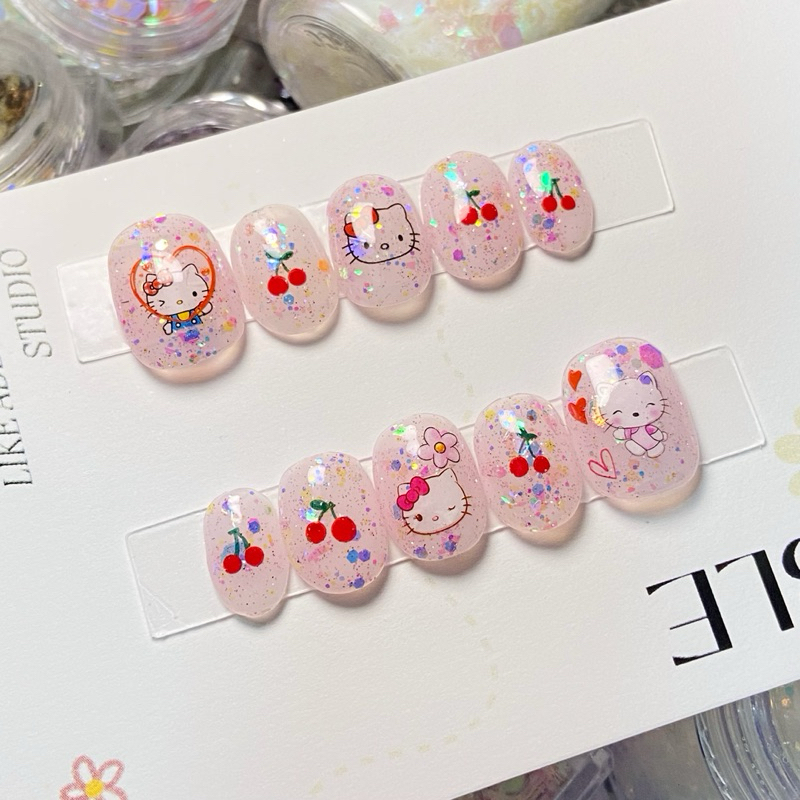 เล็บเจลแท้ราคาถูก ลายน้องตฃคิตตี้เชอรรี่