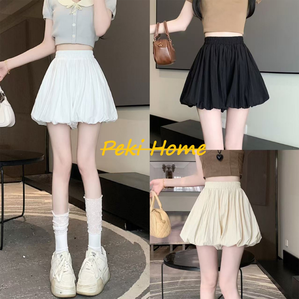 พร้อมส่ง กระโปรงกางเกงสั้นสีขาว ชุดผู้หญิงสไตล์น่ารัก