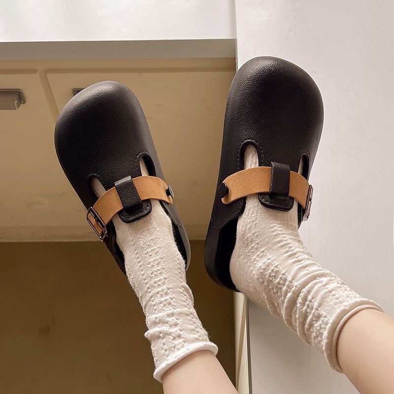 แฟชั่นใหม่ รองเท้าแตะผู้หญิงหัวโตเปิดส้นแบบสวม  พื้นหนา3cm   #2508# - รูปที่ 4