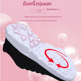 รองเท้าผ้าใบสีดำนุ่มนุ่มสบายสวมรองเท้าผู้หญิงแบบสบาย ๆ