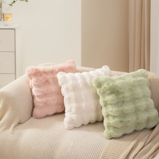 หมอนอิงขนนุ่มน่ารัก เลียนแบบขนกระต่ายน่ารัก ลายด้านหน้าและด้…