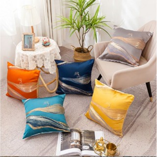 หมอนอิงเล่นโทนสีสวยหรูลายกวาง หมอนอิงผ้าซาติน มีลายด้านเดียว…