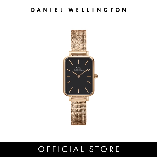 (ทักแชทรับโค้ด)Daniel Wellington นาฬิกาข้อมือ QUADRO MESH RG Black สีโรสโกลด์