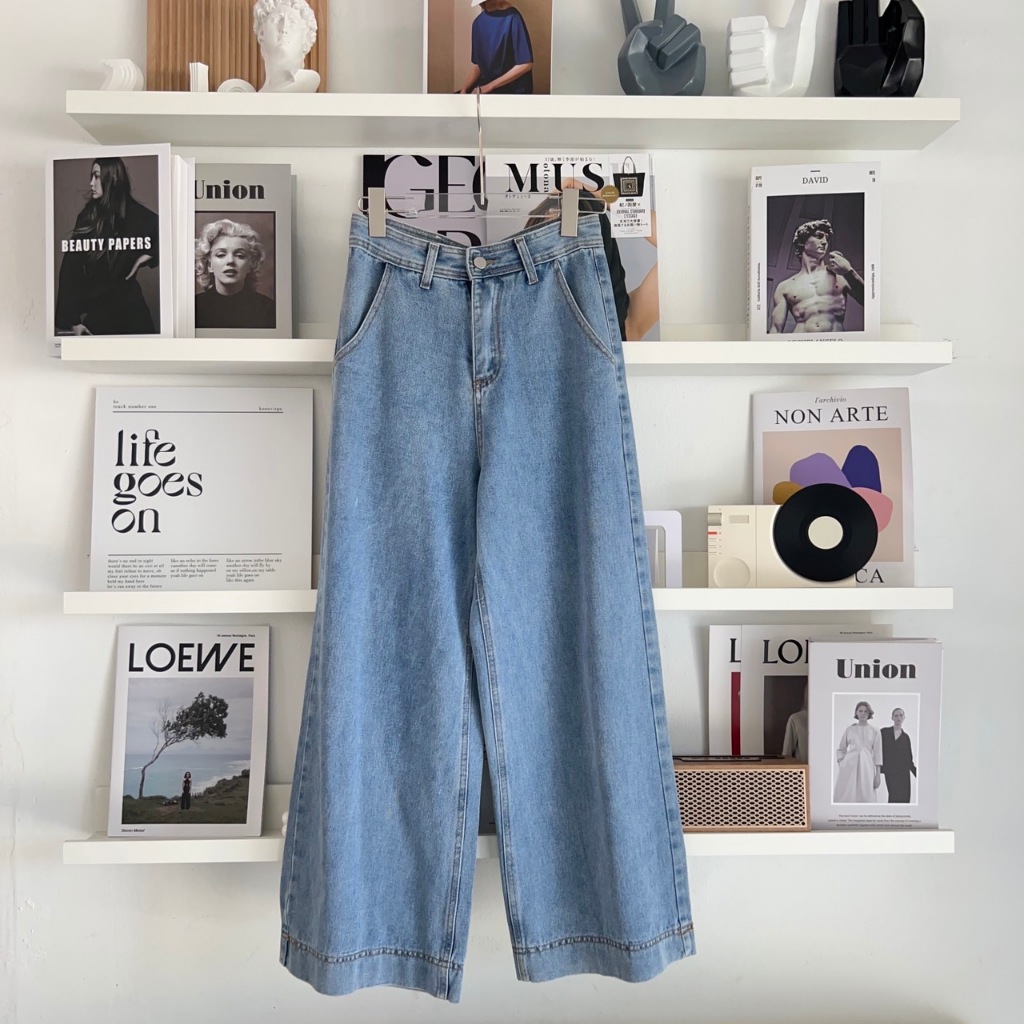 Lawyer Closet | [34229] กางเกงยีนส์เอวสูง ขาเต่อกระบอกใหญ่ ผ้านิ่ม ผ้าไม่ยืด เนื้อผ้าดีสุดๆ ใส่สบาย ใส่ออกงานก็เหมาะ