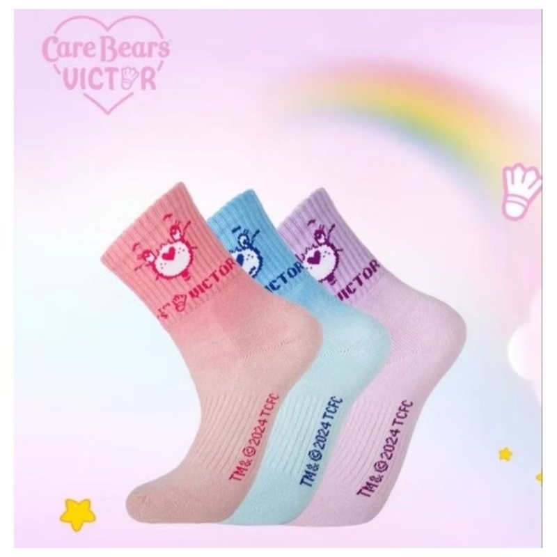 (พร้อมส่ง) ถุงเท้า VICTOR × CARE BEARS สินค้ารับประกันของแท้ %