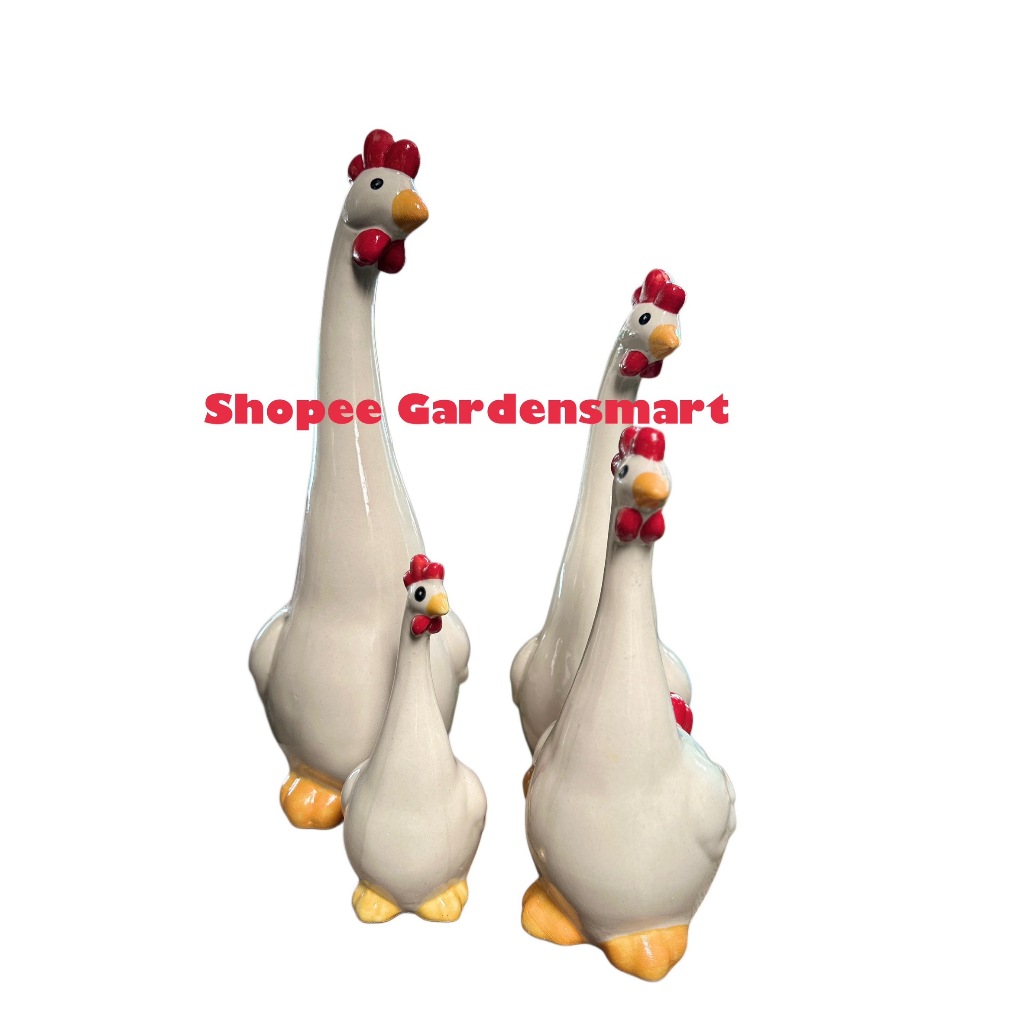 ชุดครอบครัวไก่​ ไก่ครอบครัว​ ไก่ต๊อกไก่เซรามิค​ ไก่เซรามิก​4ตัว