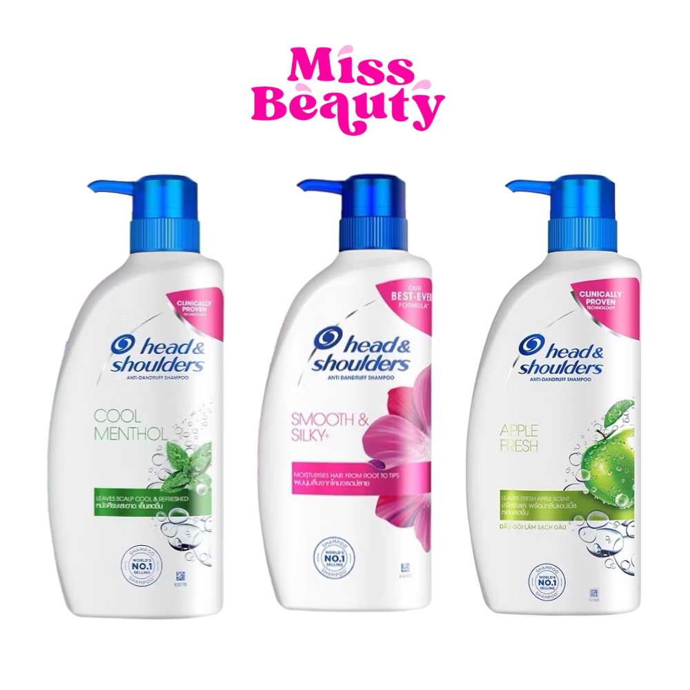 (liveลด50%) (ขวดหัวปั๊ม) Head & Shoulders เฮดแอนด์โชว์เดอร์ แชมพูขจัดรังแค คูล เมนทอล / แอปเปิ้ล 370 มล.