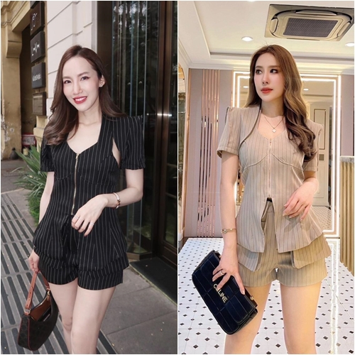 KIRASA BRAND S ชุดเซ็ต 3 ชิ้น เสื้อกั๊กแขนสั้น เสื้อคล้องคอซิปหน้า กางเกงขาสั้นแต่งกระเป๋าใช้ได้จริง