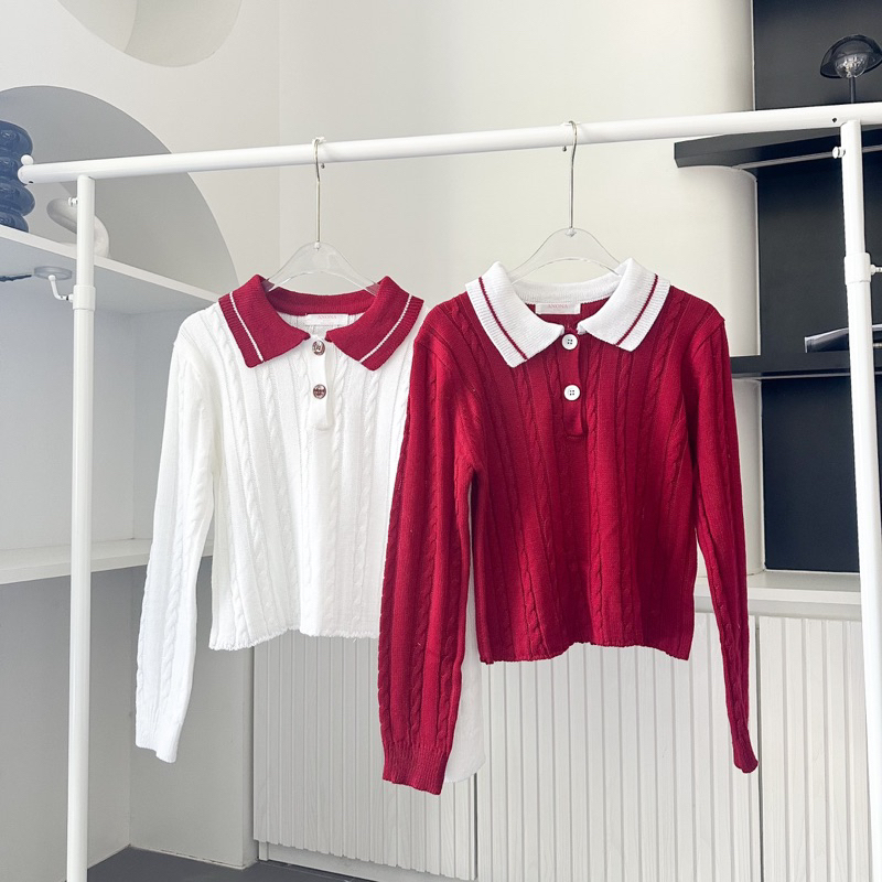 PERSY W POLO เสื้อไหมพรหมแขนยาวโปโล🍒พร้อมส่ง