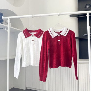 PERSY W POLO เสื้อไหมพรหมแขนยาวโปโล🍒พร้อมส่ง