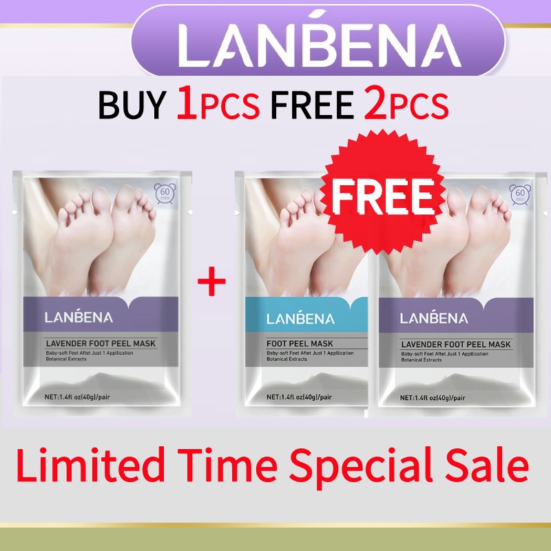 BUY 1 FREE 2 Lanbena Foot Mask Exfoliating Foot Peel Mask Remove Dead Skin Foot Mask Peeling Cuticles Heel