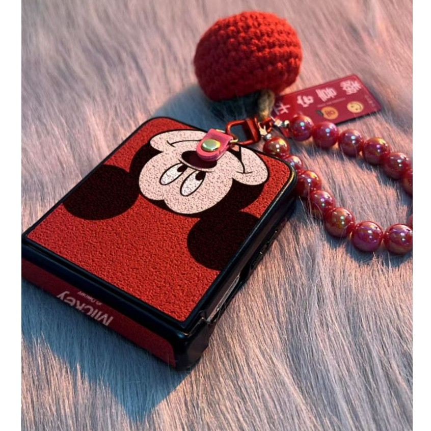 เคสโทรศัพท์มือถือ แบบฝาพับ ลายมิกกี้เมาส์ สีแดง สําหรับ Oppo Find N3 Find N2 Flip 5G Galaxy Z Flip5
