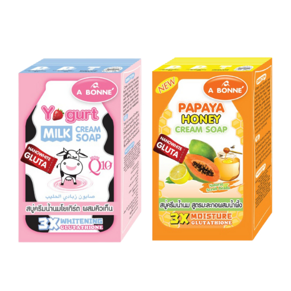 สบู่ครีม A BONNE' (Papaya Honey Glow Soap/Yogurt Q10 Cream Soap) 90 กรัม