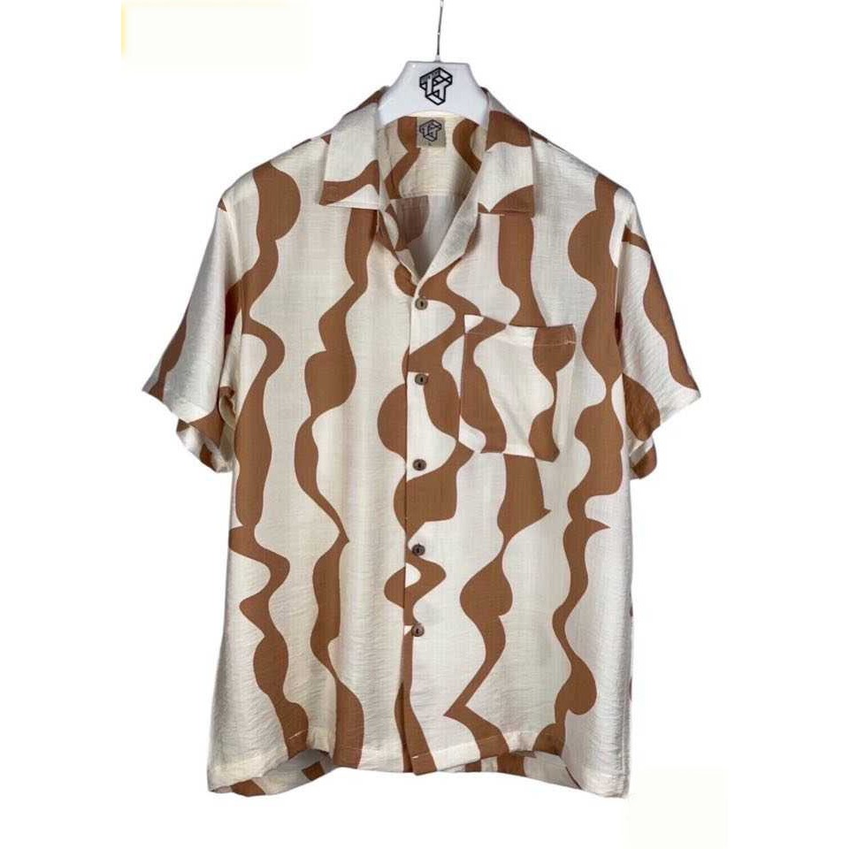 เสื้อฮาวาย ผ้าไหมฝรั่งเศส เสื้อเชิ้ต แขนสั้น ไซส์L