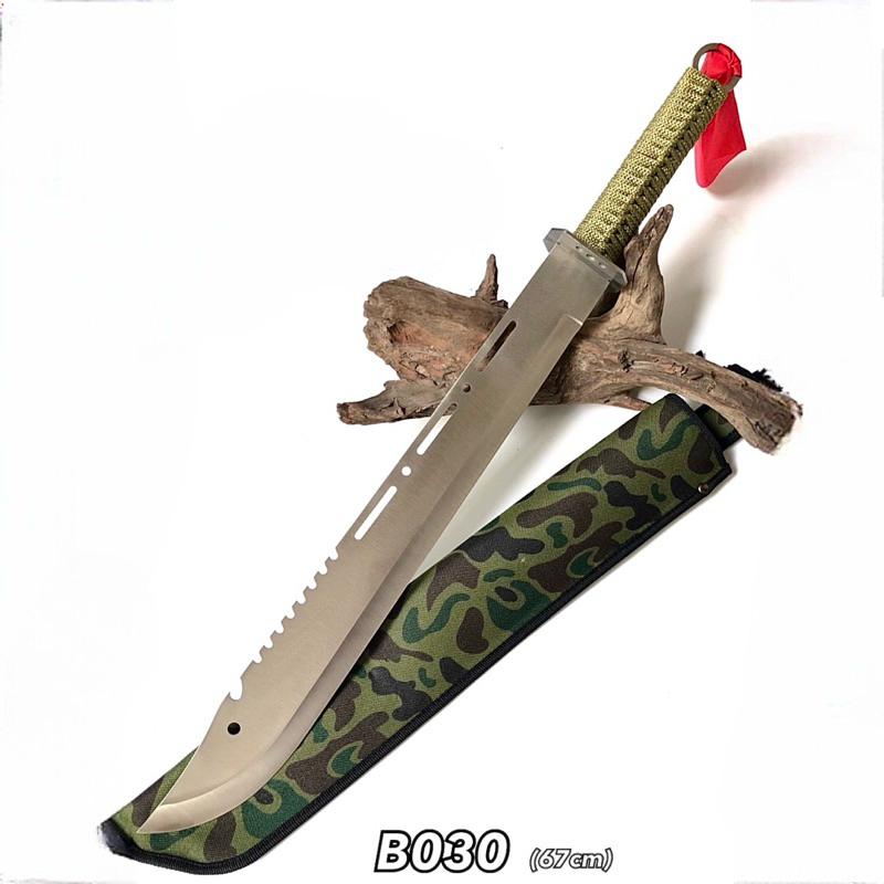 มีดสปาต้า สำหรับการเดินป่า แบบพกพา ใบมีดเรทเงิน คมสวย ยาว 68 cm พร้อมซองไนลอน ลายทหาร พกพาสะดวกสบาย ทนทานและแข็งแรง