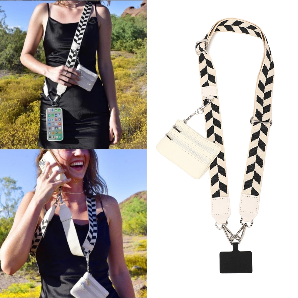 SUPHIAR Phone Strap with Zippered Pouch สายคล้องโทรศัพท์กว้างพร้อมกระเป๋าใส่เหรียญแบบสะพายข้าง