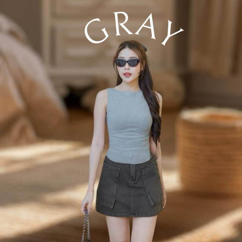 Jolie Top | เสื้อกล้ามแขนกุด สไตล์ Old Money ผ้ายูนิเนื้อนุ่ม - ภาพย่อย 2