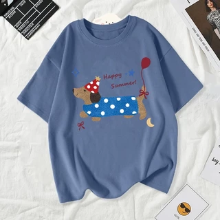 เสื้อยืดผู้หญิงแฟชั่นสาวลายการ์ตูนน่ารักฤดูร้อนเสื้อผ้าแฟชั่นส่วนเกาหลีสวมใส่สบายมาก#A166