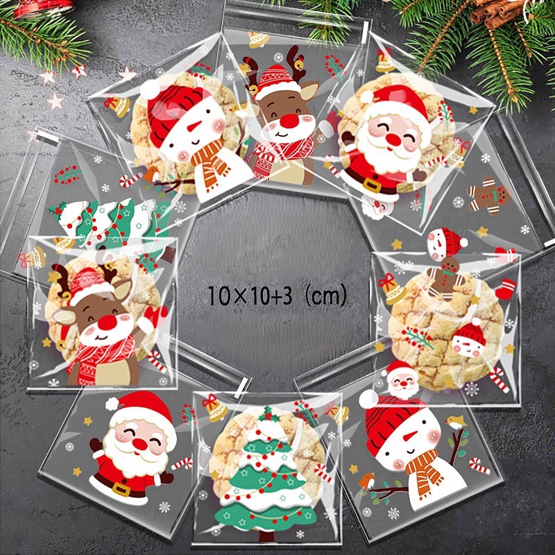 ถุงขนมแบบฝากาวลาย Christmas