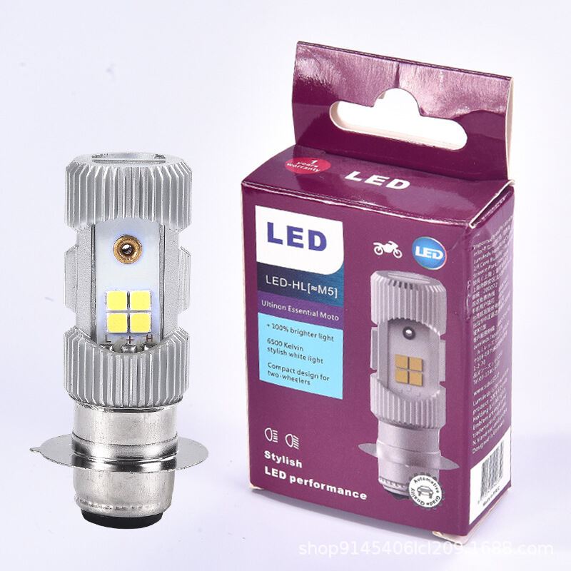 COD 100%หลอดไฟหน้าLED-HL (M5) แป้นเล็กT19 สำหรับรถที่ใช้แป้นเล็ก เช่น WAVE125, CLICK, MIO (1หลอด) กล่องสีม่วง
