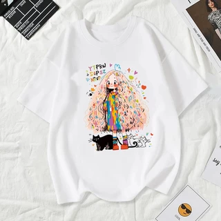 เสื้อยืดผู้หญิงแฟชั่นสาวลายการ์ตูนน่ารักฤดูร้อนเสื้อผ้าแฟชั่นส่วนเกาหลีสวมใส่สบายมาก#A170