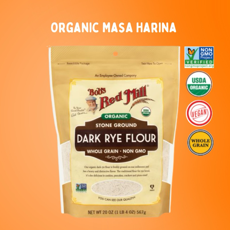 Bob's red Mill Organic Dark Rye Flour | แป้งข้าวไรย์สีดำ ออร์แกนิค 567g | Sunshine Market