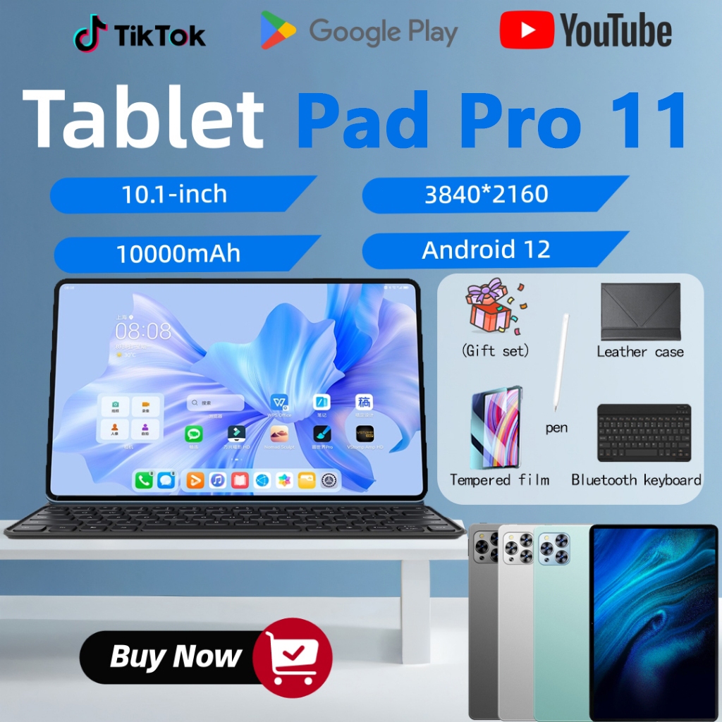 Xioam Tablet pad Pro11 10.1-inch HD แท็บเล็ต 16GB+1TB 10000mAh tab pc SIM card wifi/5G Android12 COD