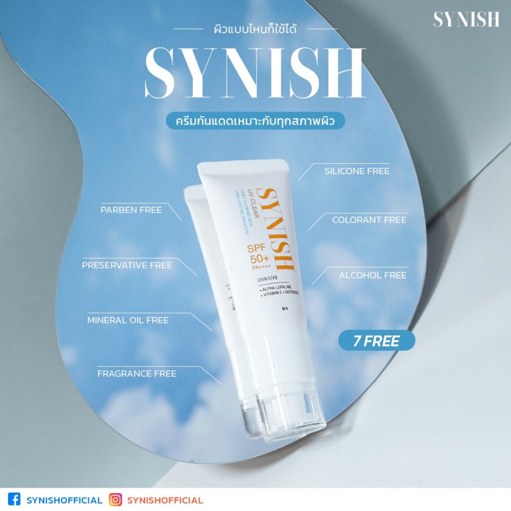ครีมกันแดด Synish Sunscreen UV Clear SPF50+PA++++