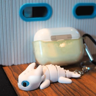 พวงกุญแจเขี้ยวกุด เพลิงนวล ดุ๊กดิ๊กได้ (Toothless & Light Fury Keychain) 3D Printing วัสดุ PLA