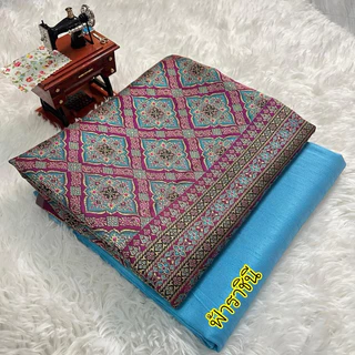 สินค้าขายดี ผ้าทอยกใหซ่ ผ้าทอลายอโยธยา ผ้าสำหรับนำไปตัดชุด (ไหมเกษตรรังขาว งานเทียบชั้นไหมแท้)