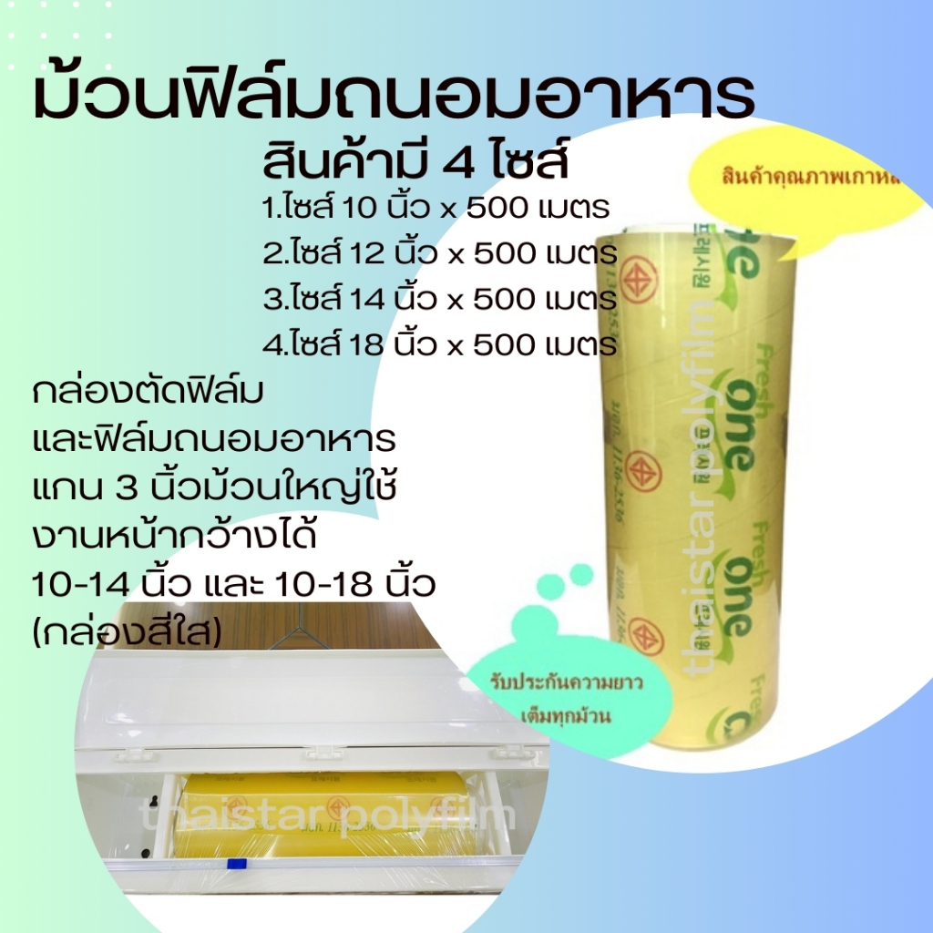 เซ็ทคู่ ราคาดี ราคาคุ้ม ฟิล์มห่ออาหารมาพร้อมกล่องตัดฟิล์ม