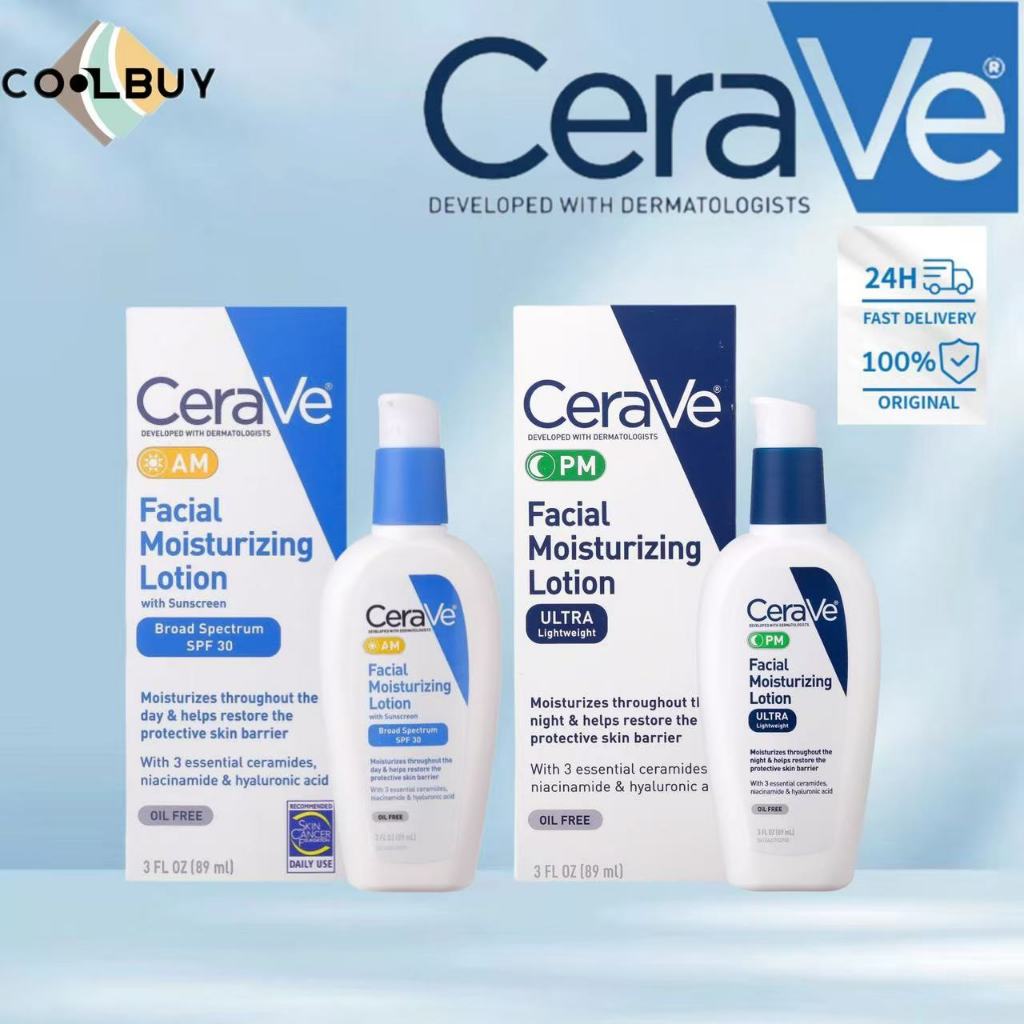 แท้100% ฉลากไทย Cerave AM/PM Facial Moisturizing Lotion52/89ml สูตรสำหรับผิวธรรมดาถึงผิวแห้ง ครีมบำรุงผิว