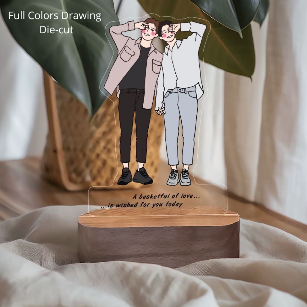 Happylife LGBTQ Full colors Drawing โคมไฟภาพวาดลายเส้น สกรีนUV ของขวัญวันเกิด ของขวัญให้แฟน วันรับปริญญา วาเลนไทน์