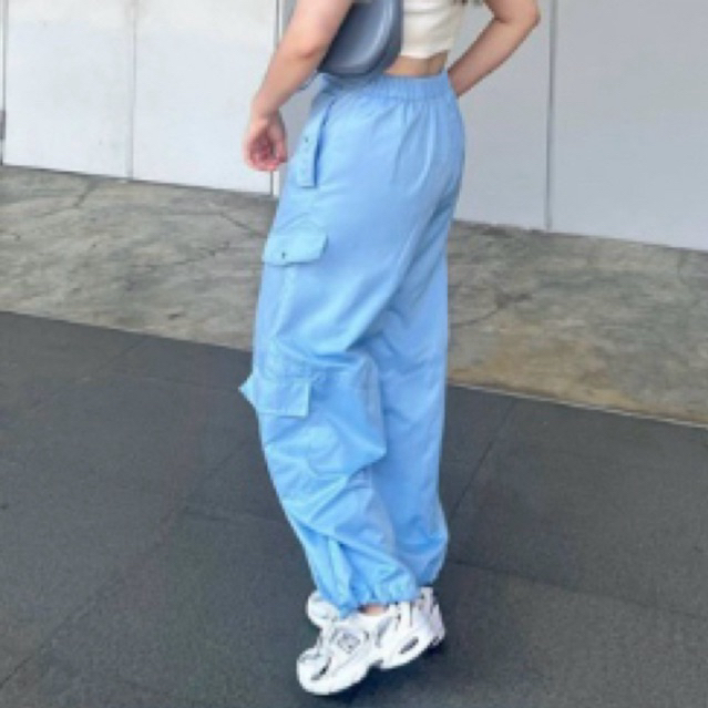 ส่งต่อ* กางเกงคาร์โก้ แบรนด์ curveg.bkk สีฟ้า ไซส์ s ใส่ครั้งเดียว