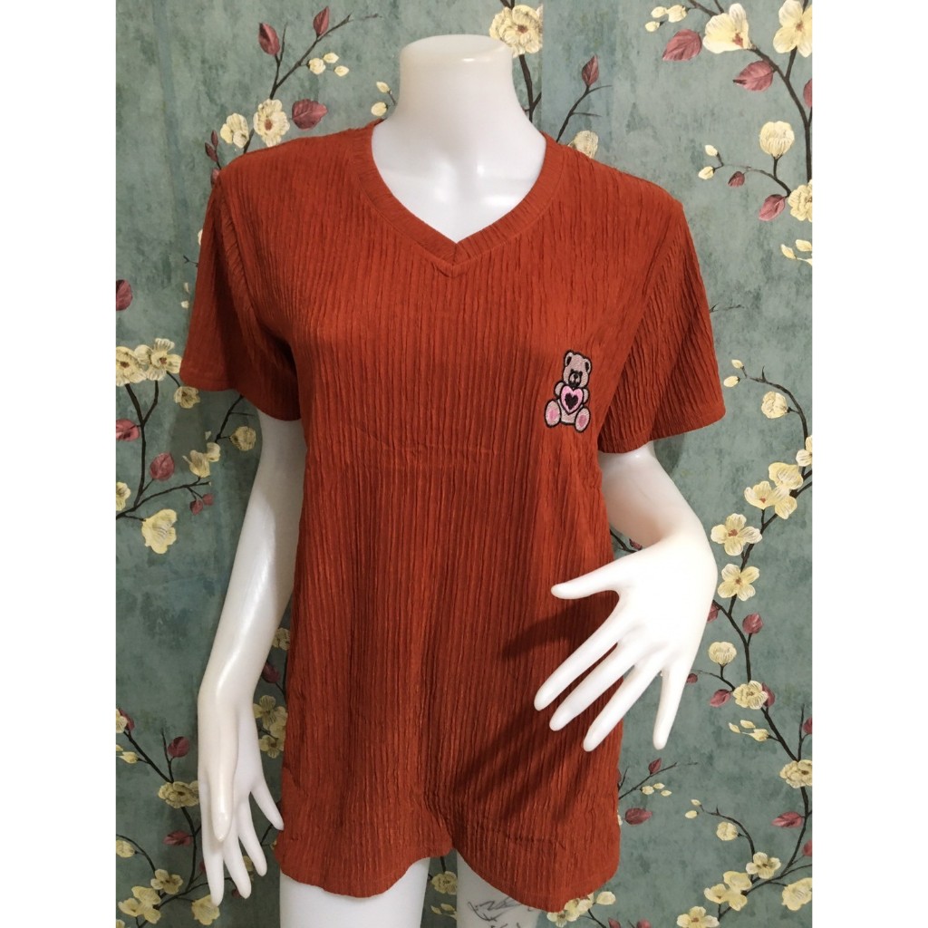 เสื้อคอกลมผ้าท็อฟฟี่ ผ้าเปลือกไม้ มี 10 สี รอบอก 34-44นิ้ว เสื้อสาวอวบลำลอง รุ่น1720-4