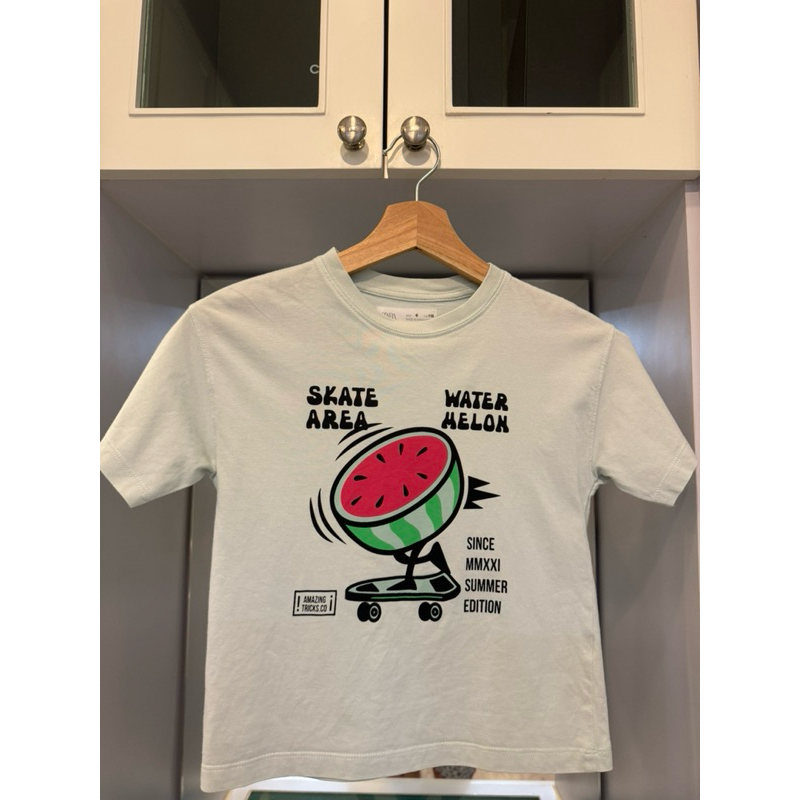 Usedเสื้อยืดZara kid เขียวอ่อน