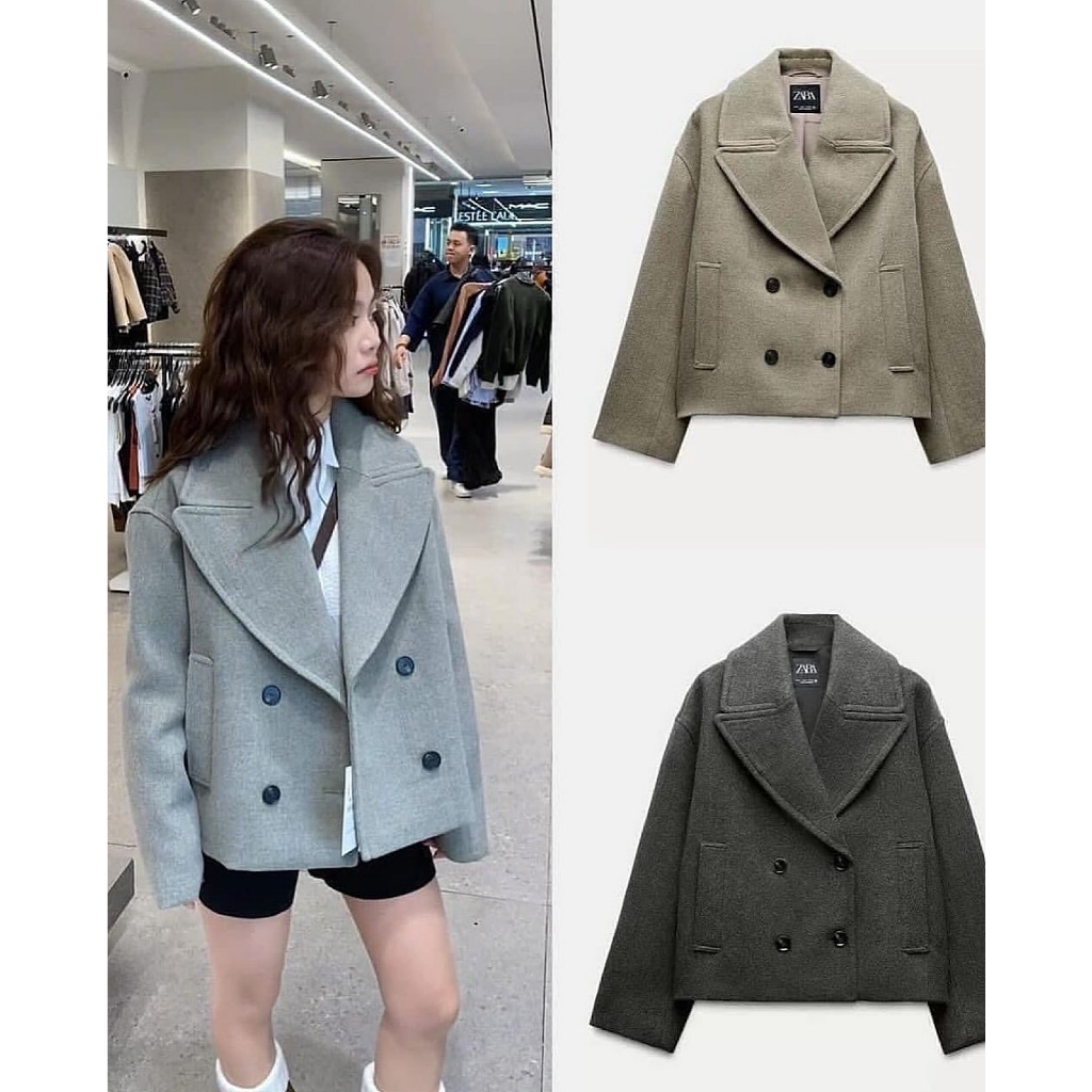 ZARA SHORT DOUBLE-BREASTED COAT แท้💯%
