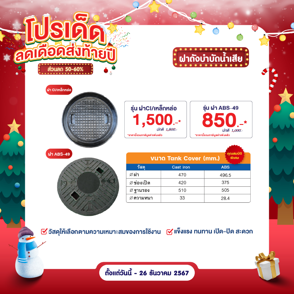 ฝาถังบำบัดน้ำเสีย (Tank Cover ) ของแท้จาก Aqua Nishihara