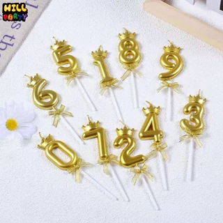 เทียนมงกุฎทอง(พร้อมส่งทุกเลข)พร้อมส่งเทียนวันเกิด Happy birthday
