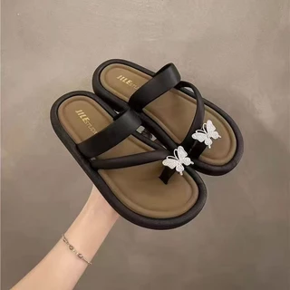 พร้อมส่ง รองเท้าเท้าแตะ หูคีบแบบสวมนิ้ว สไตล์เกาหลี พื้นนุ่ม ดูสุภาพเรียบร้อยน่ารัก #6616