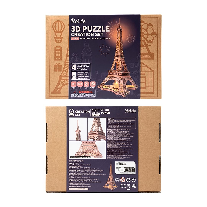 Robotime & Rolife ชุดโมเดลตัวต่อไม้ RBT Night of the Eiffel Tower หอไอเฟล