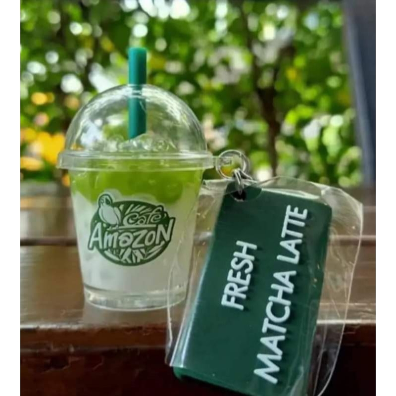 พวงกุญแจอเมซอน Signature menu fresh matcha latte 💚🤍by cafe Amazon 💚🤍