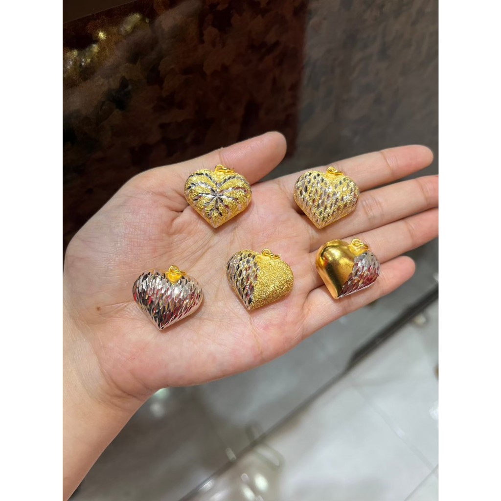 จี้หัวใจทูโทน ห้อยสร้อยคอ สร้อยข้อมือ