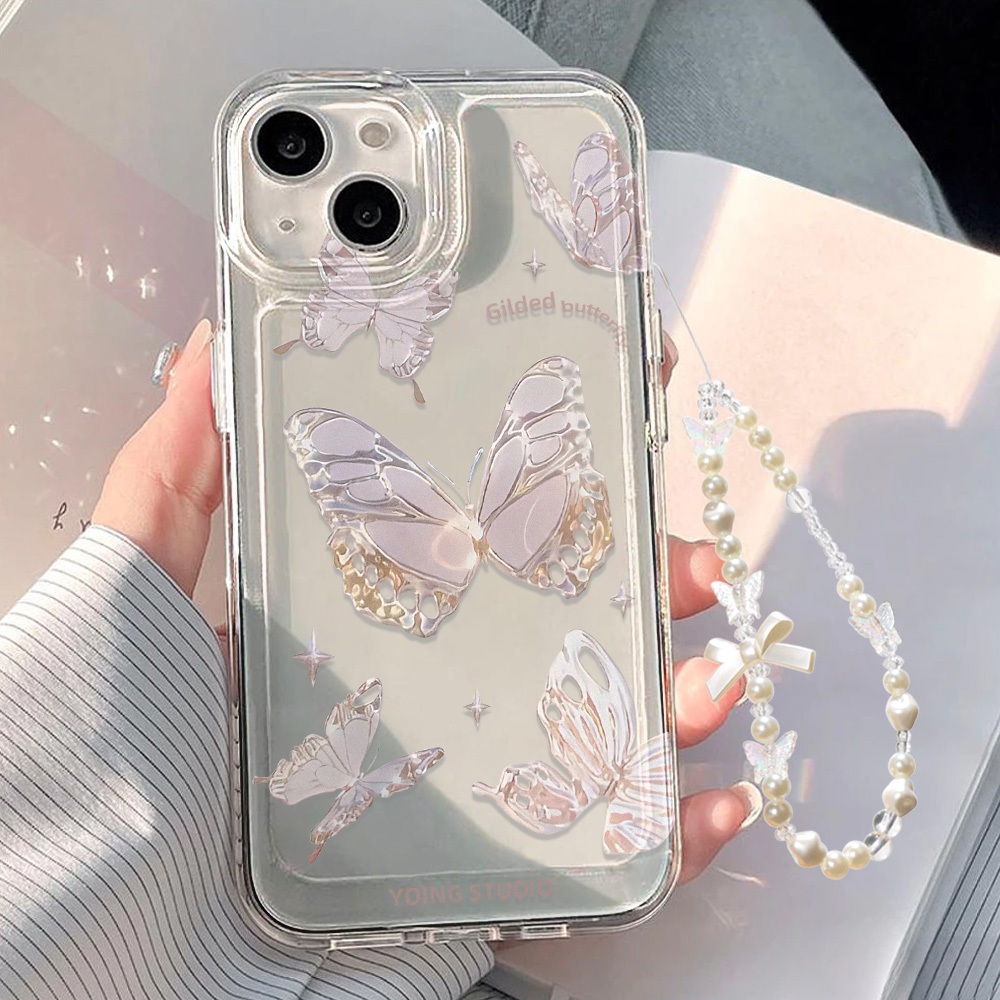 เคสไอโฟน ลายผีเสื้อ สําหรับ for iPhone 11 12 13 16 14 15 Pro Max 7 8 Plus XR X XS 15 Plus SE เคส Case เคสโทรศัพท์มือถือ