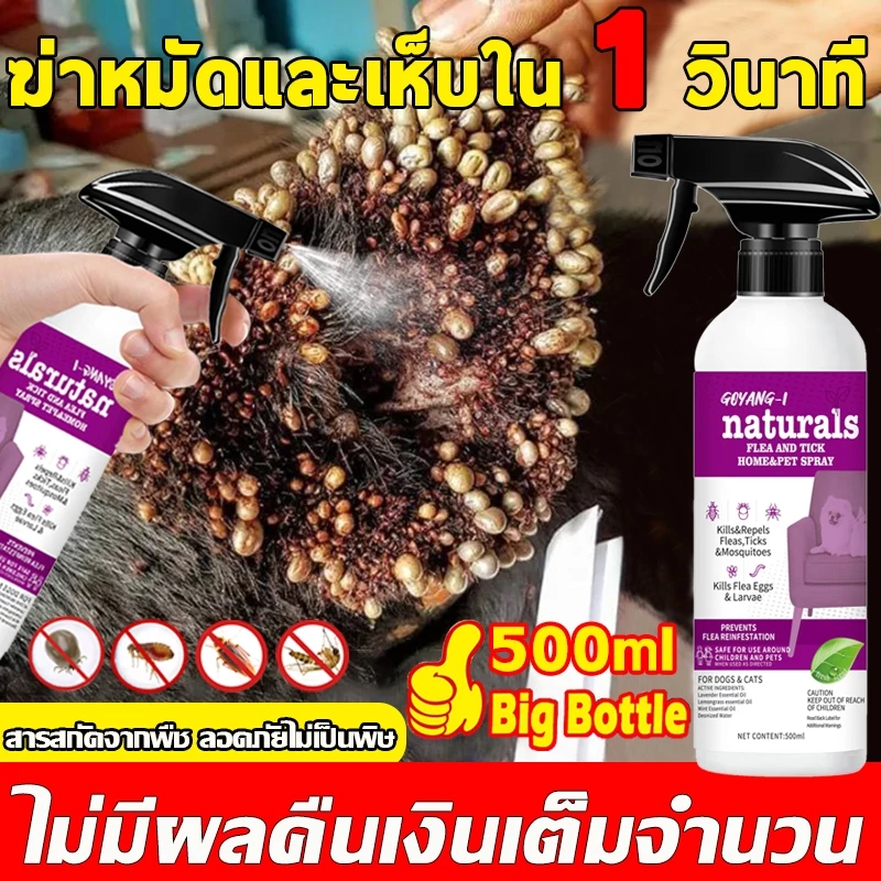💯1วินาทีฆ่าเห็บหมัด👍กำจัดเห็บและหมัด 500ml กำจัดหมัดหมา กำจัดหมัดแมว กำจัดเห็บหมัด สูตรพืช ปลอดภัย ไม่ทำร้ายสัตว์เลี้ย