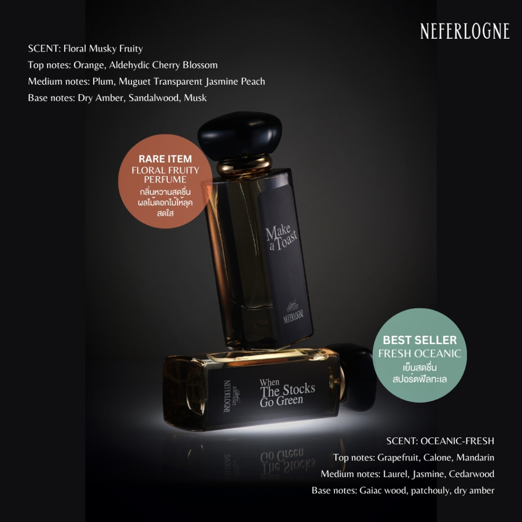 (เซตน้ำหอม Best Selling) When The Stocks Go Green 50ml + Make A Tosst 50ml  - Neferlogne - รูปที่ 2