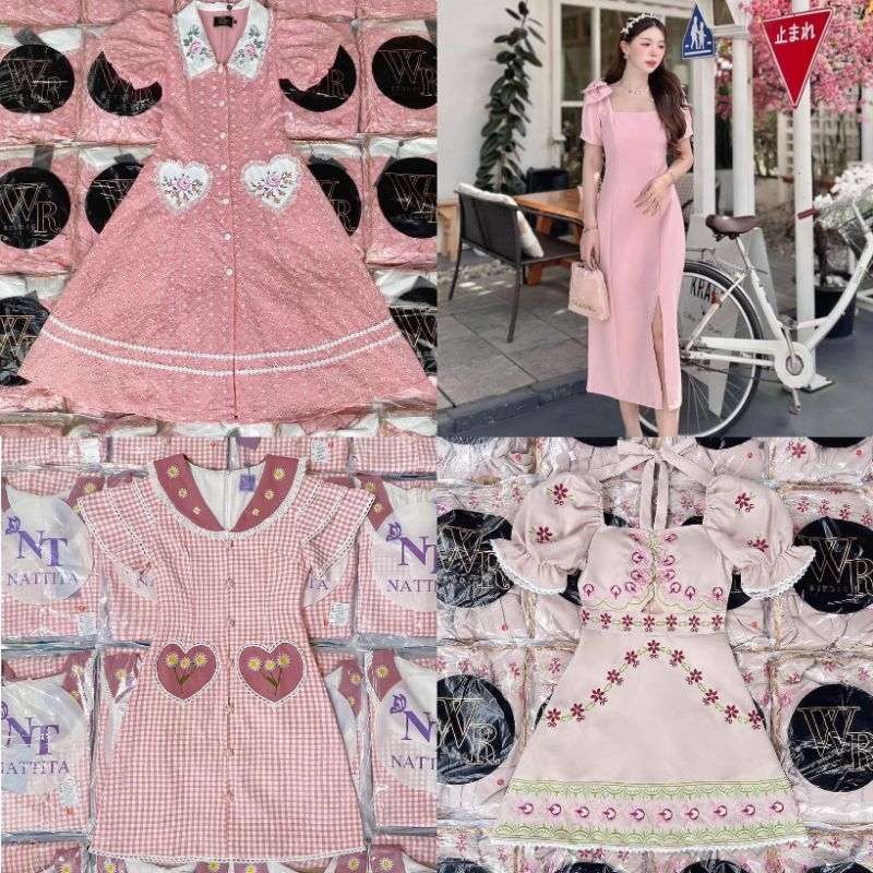 🌸 WR brand เดรสชมพู ชุดกระโปรงสีชมพู ชุดเดรสผู้หญิง งาน WR STUDIO มือ 1 พร้อมส่ง ‼️