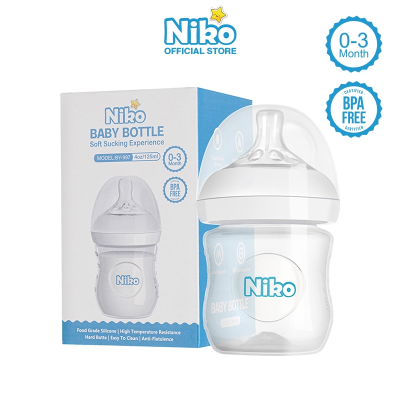 NIKO ขวดนม ขวดนมเด็ก ขวดนมคอกว้าง 11oz ป้องกันอากาศเข้า กันสำลัก foodgrade - Anti Colic Baby Bottle