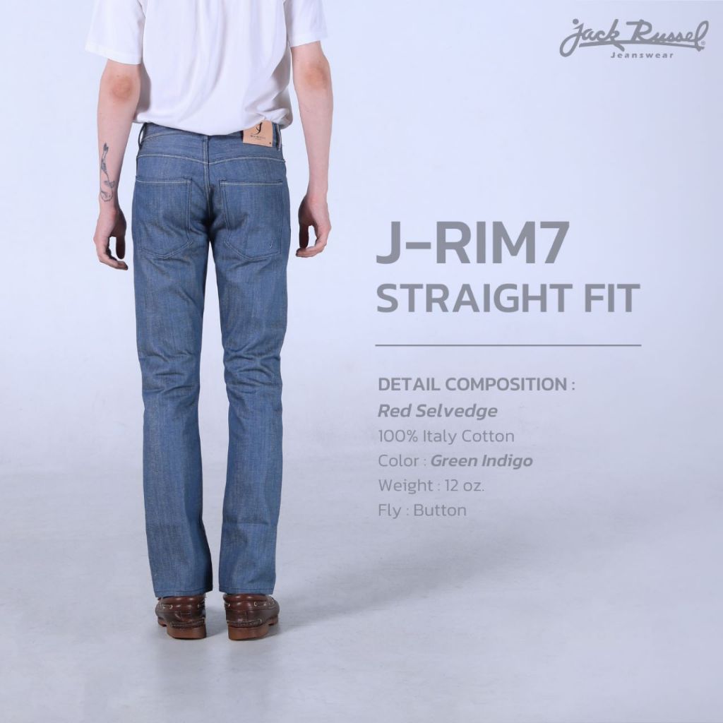 JACK RUSSEL กางเกงยีนส์ริมแดงทรงกระบอกใหญ่ JACK SELVEDGE COLLECTION รุ่น J-RIM7 แจ็ครัสเซล